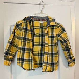 Yellow and blue checked button down toddler shirt 3T